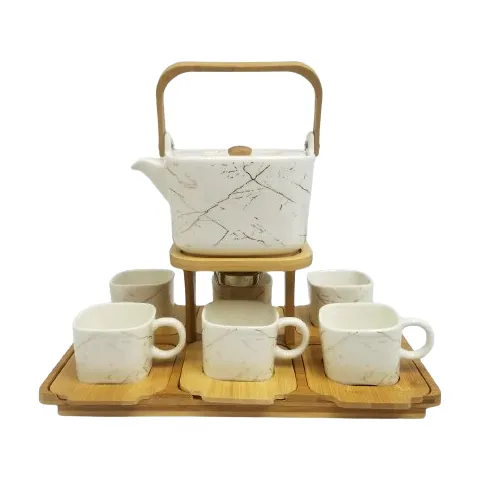 Tea Set With Wood Tray, JDC7789-H186